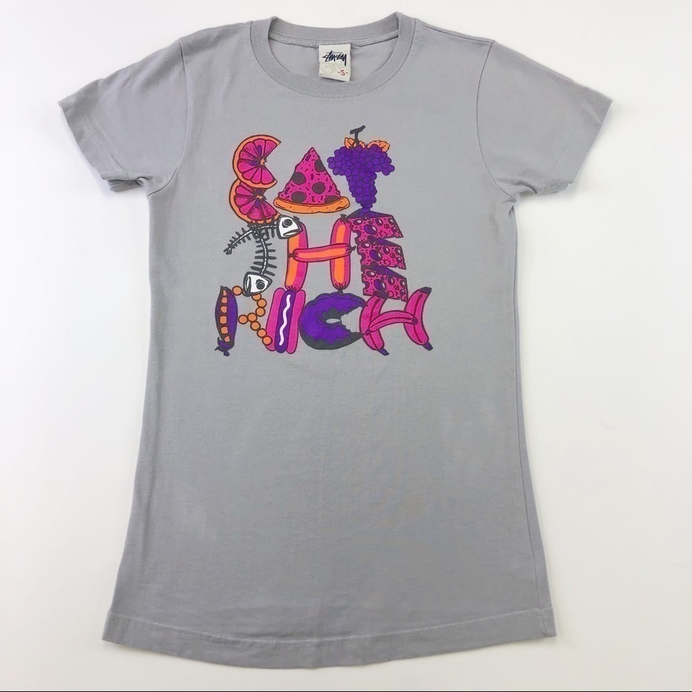 stussy Girls Eat the Rich graphic tee XS